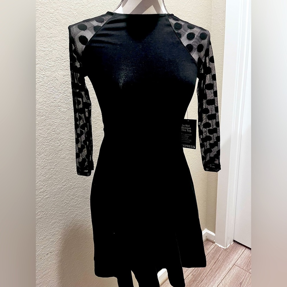 Express Polka Dot 3/4 Sleeve Dress
